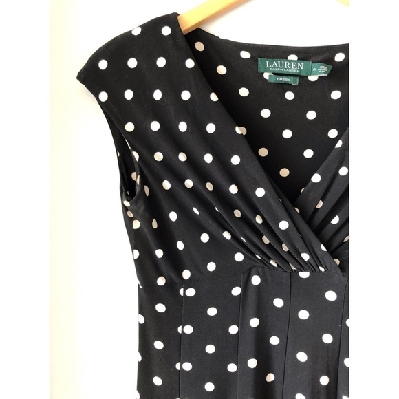 Lauren Ralph Lauren Black & White Polkadot Dress Size 2P - Picture 5 of 14